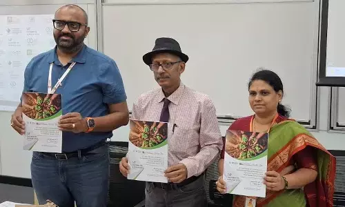 Members of the organising committee of the conference releasing the poster of IconSWM-CE in Visakhapatnam on Tuesday