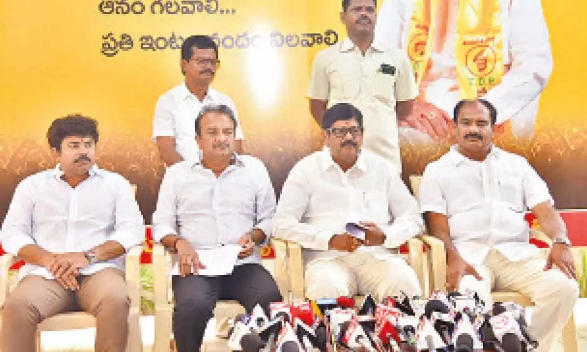 Endowments minister Anam Ramanarayana Reddy addressing a press conference at his camp office in Nellore on Thursday