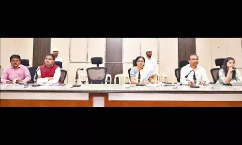 District Revenue Officer D Pushpamani holding a review meeting with officials on preparedness on natural calamities in Eluru on Thursday