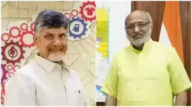 Telangana Governor Radhakrishnan  meets AP CM Chandrababu as part of courtesy