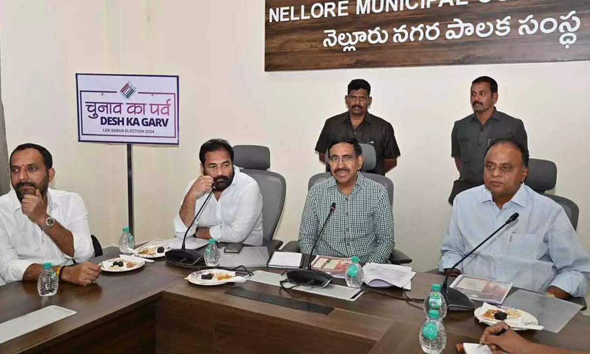 MA&UD Minister Ponguru Narayana addressing the officials at Nellore Municipal Corporation office on Sunday