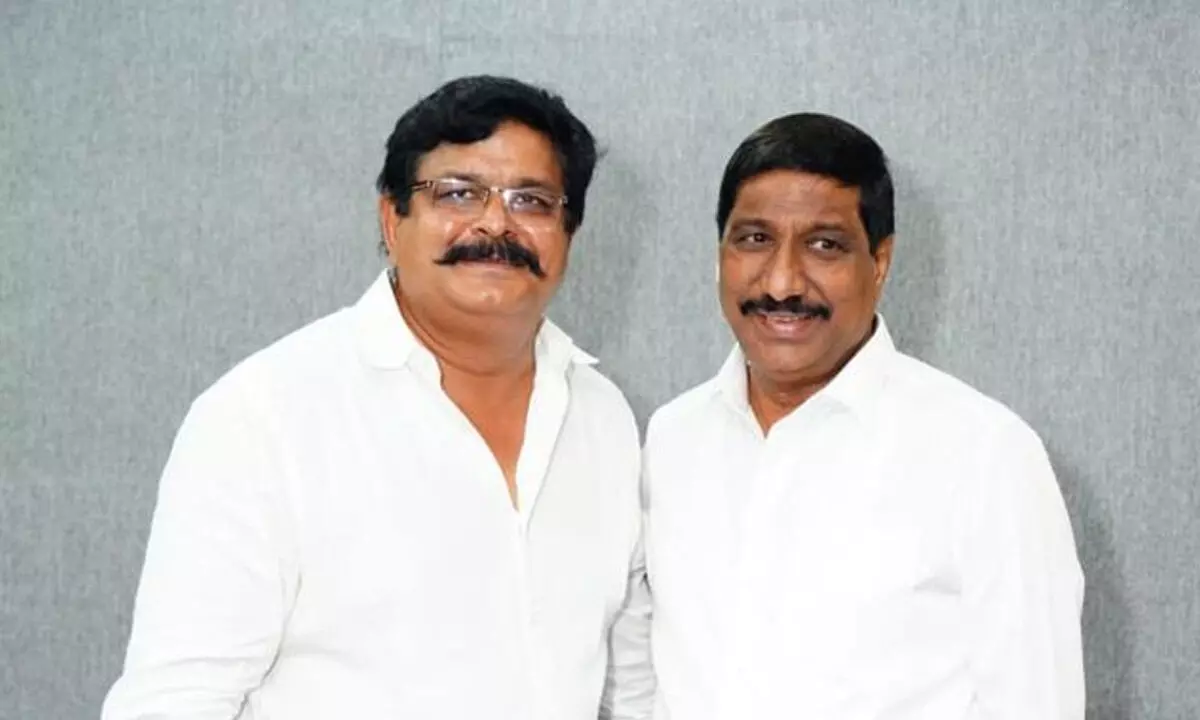 R&B Minister BC Janardhan Reddy and Gudivada MLA Venigandla Ramu at the AP Secretariat in Velagapudi on Tuesday