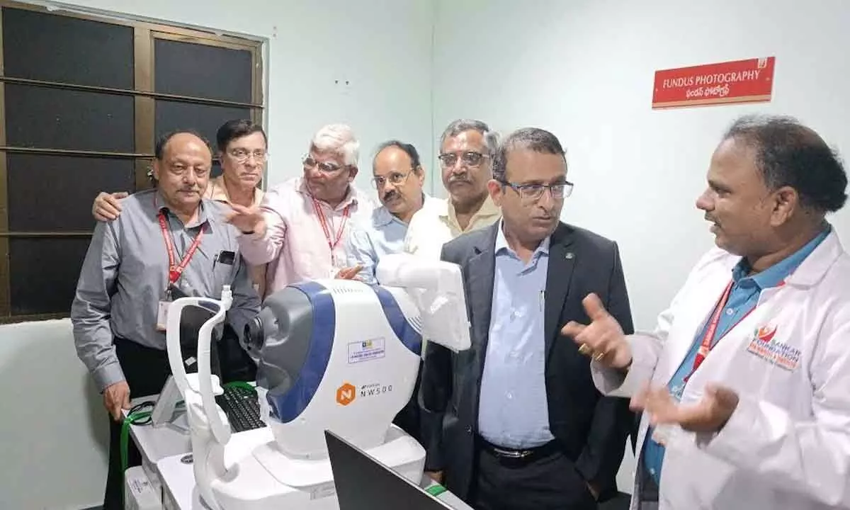 Representatives of LIC of India donating advanced retina  equipment to eye hospital in Visakhapatnam on Thursday
