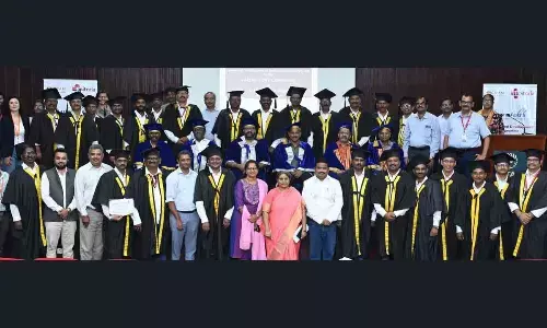 Mid-level managers after completing the management development programme at GITAM in Visakhapatnam