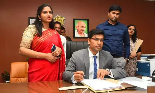 District Collector Dr Venkateswar Slijamala taking charge at his chamber in Tirupati Collectorate on Thursday