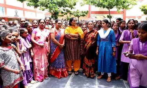 BC Welfare Minister S Savitha inspecting KGBV school in  Papireddipalle village