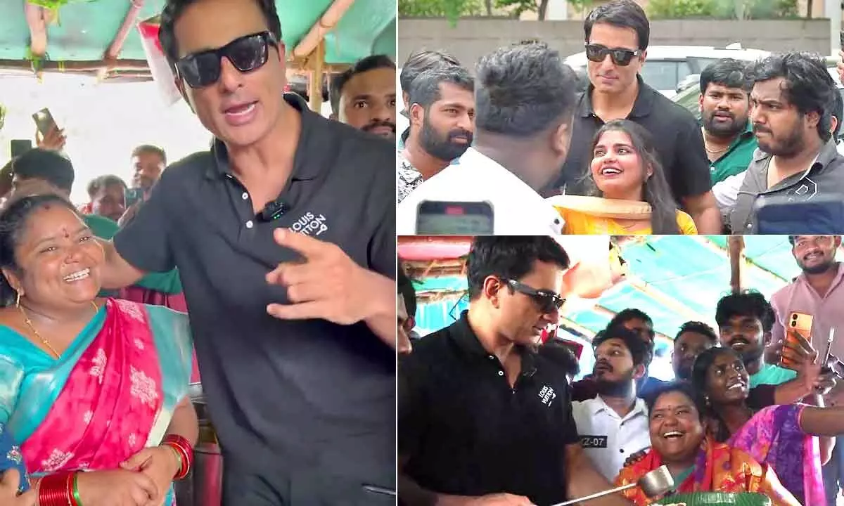 Sonu Sood visits Kumari aunty food stall