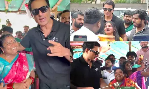 Sonu Sood visits Kumari aunty food stall