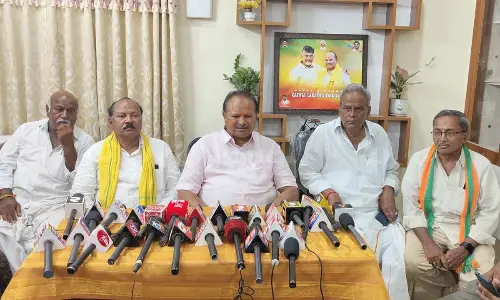 MLA Kanna Lakshminarayana addressing media in Guntur on Monday