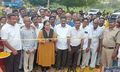 Lokam Madhavi MLA of Nellimarla launching free sand supply at Denkada on Monday
