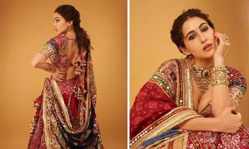 Sara Ali Khan Dazzled at Anant Ambani and Radhika Merchants Haldi Function in a Traditional Ikkat Lehenga