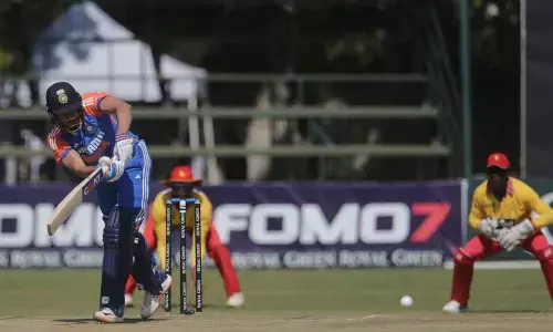 Indias Shubman Gillin plays a ball at the wicket, during the third T20 match against Zimbabwe at the Harare Sports Club, in Harare on Wednesday