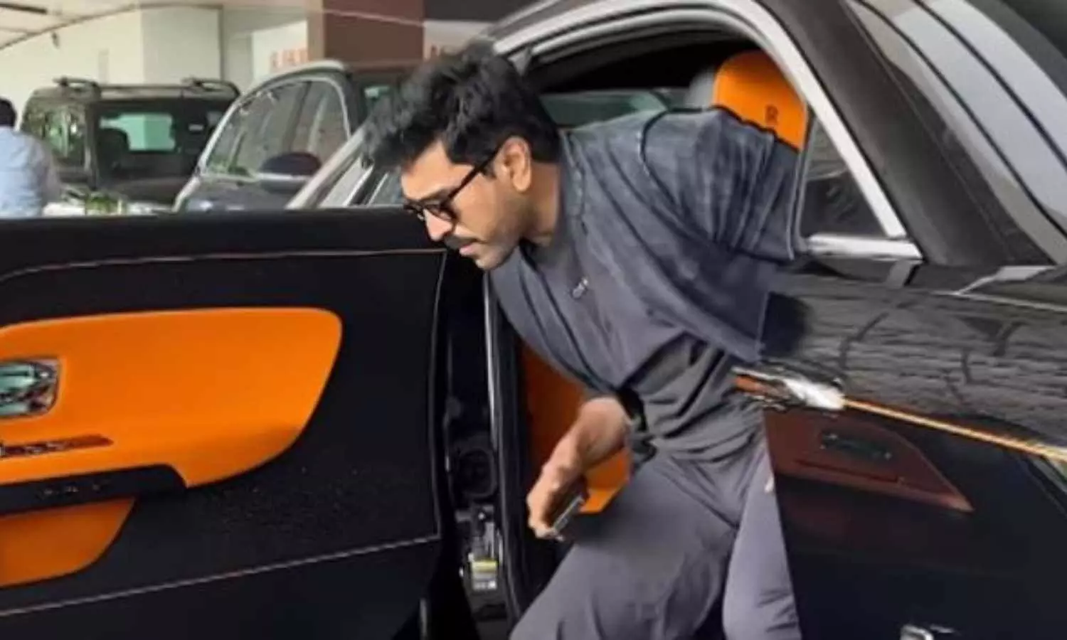 Ram Charan Arrives in Style at Anant Ambanis Wedding with Rolls Royce Spectre