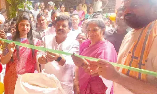 Minister Kandula Durgesh inaugurating a stall at Rythu Bazar on Thursday
