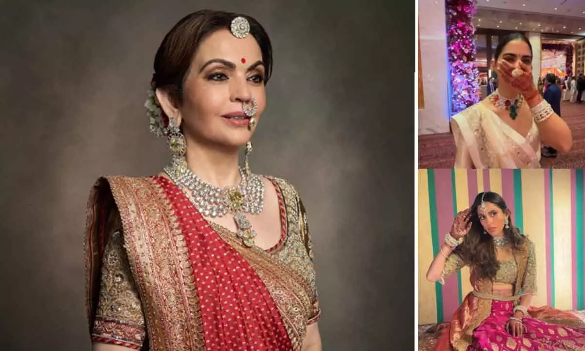 Nita Ambani, Isha Ambani, and Shloka Mehta Shine in Exquisite Ensembles and Dazzling Jewels on Day 2 of Anant Ambanis Wedding