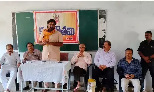 MLA Adireddy Srinivas speaking at Kala Gowthami writers’ conference in Rajamahendravaram on Sunday