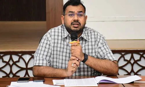 Kurnool Municipal Corporation Commissioner A Bhargava Teja holding a teleconference with officials on Sunday