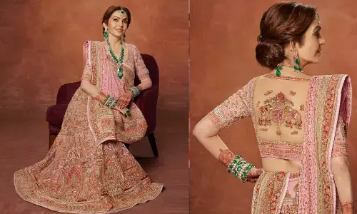 Nita Ambanis Personalised Couture at Anant Ambani and Radhika Merchant’s Shubh Aashirwad Ceremony