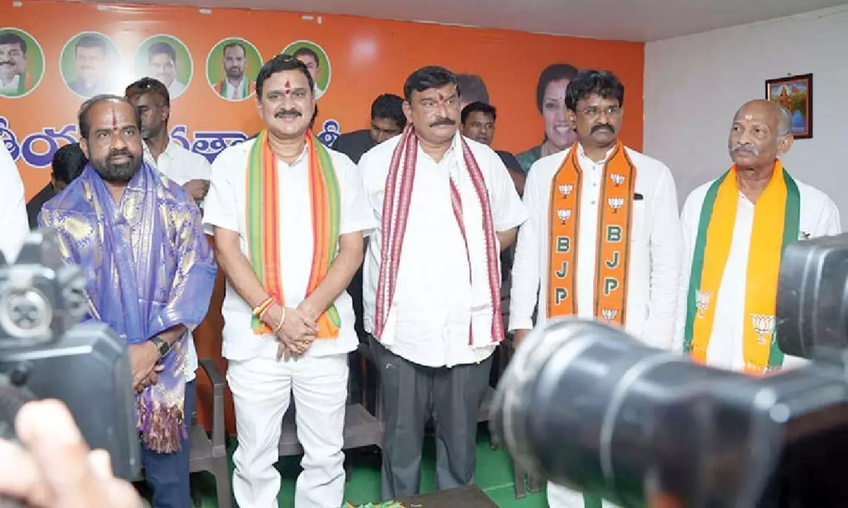 Union Minister of State for Steel Bhupathiraju Srinivasa Varma and AP Health Minister  Satya Kumar Yadav, among others at a programme held in Visakhapatnam on Monday