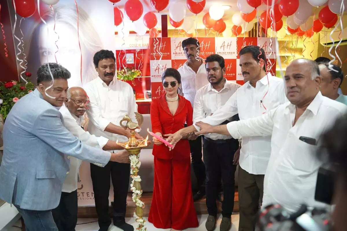 Amjad Habib Premium Salon Grand Launched by Actress Varsha, MLA Gadde Ramamohan and Amjad Habib at Vijayawada