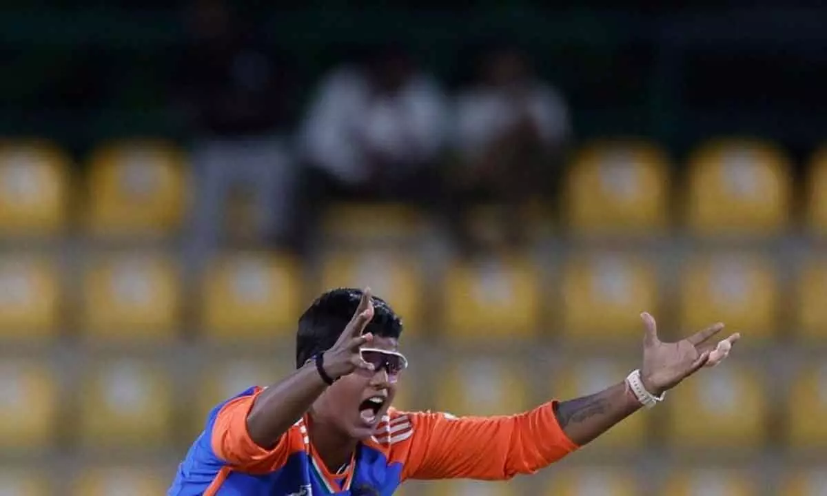 Off-spinner Deepti Sharma reacts during the match against Pakistan on Friday