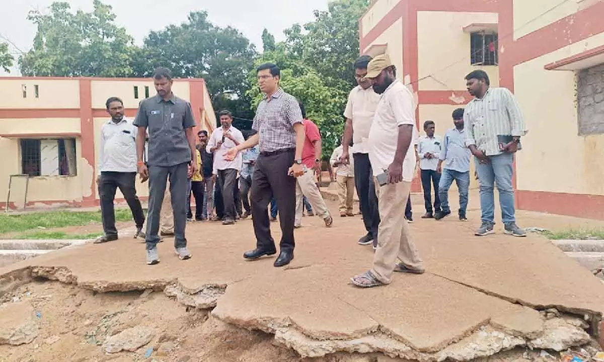 Collector Dr S Venkateswar visits Naidupet Gurukulam, inspects works