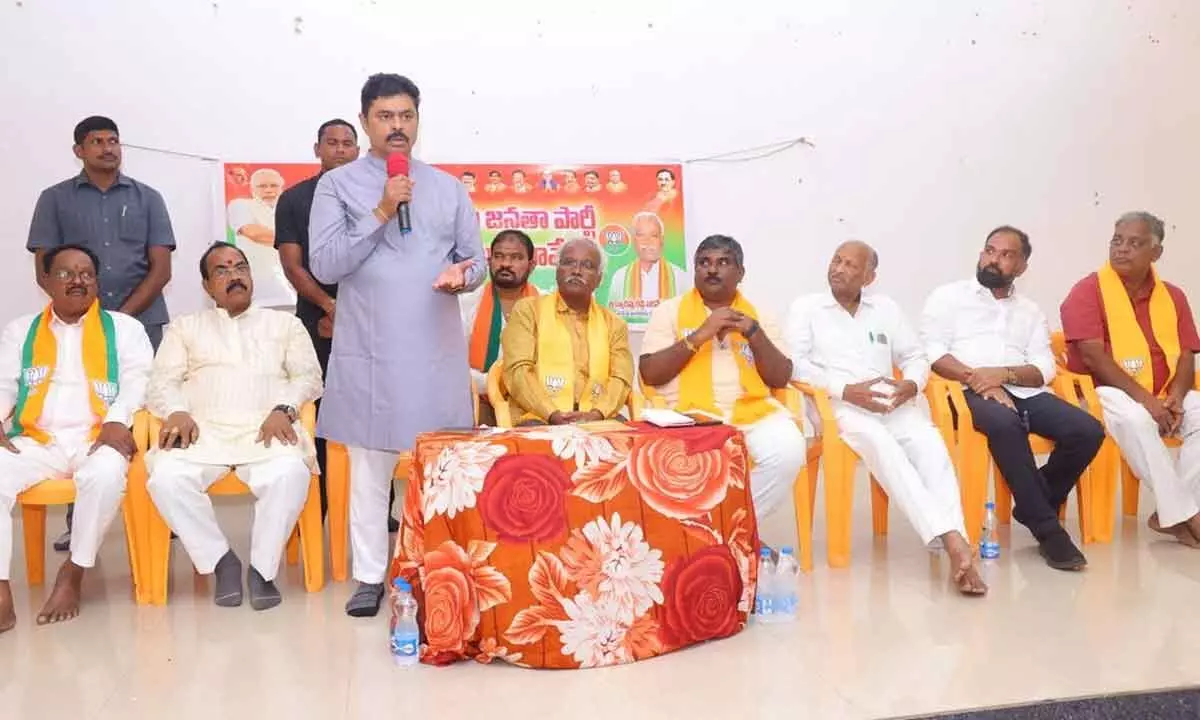 MP C M Ramesh addressing a meeting in Anakapalli