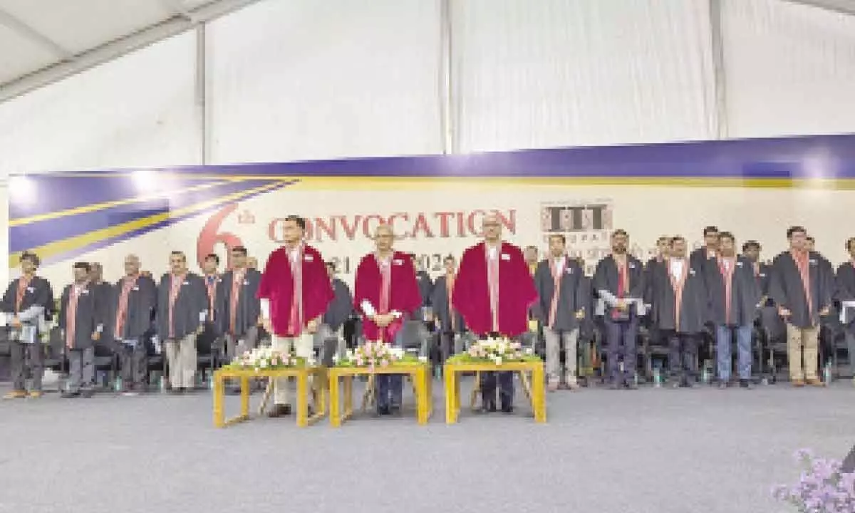 Sajjan Jindal, Kris Gopalakrishnan, Prof KN Satyanarayana and others at the IIT Tirupati convocation on Sunday