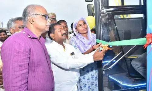 Minister Veeranjaneya Swamy flags off five new buses