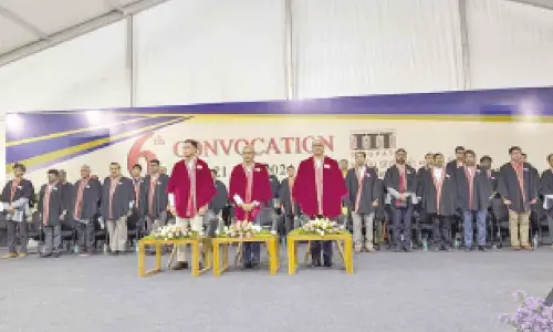 Sajjan Jindal, Kris Gopalakrishnan, Prof KN Satyanarayana and others at the IIT Tirupati convocation on Sunday