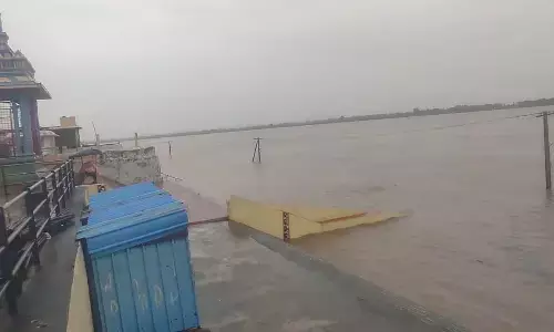 Godavari flood marked second warning  level at Bhadrachalam 