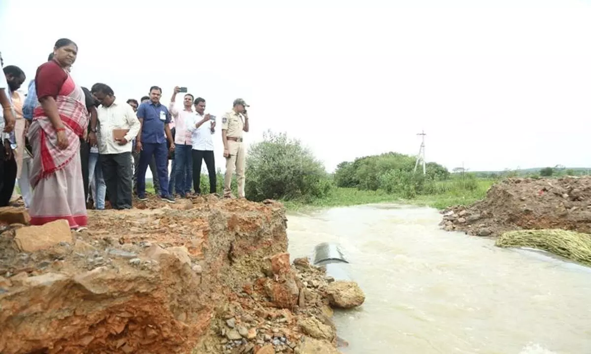 Underconstruction bridge washed away in heavy rains