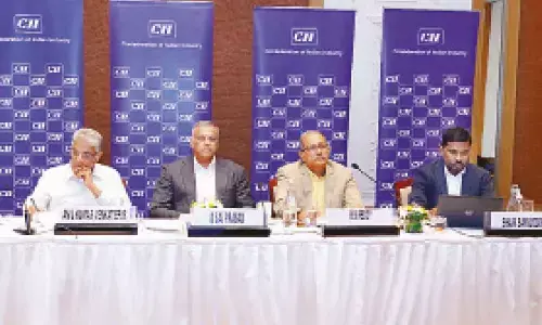 CII Telangana committee members during the Union Budget televiewing session in Hyderabad on Tuesday