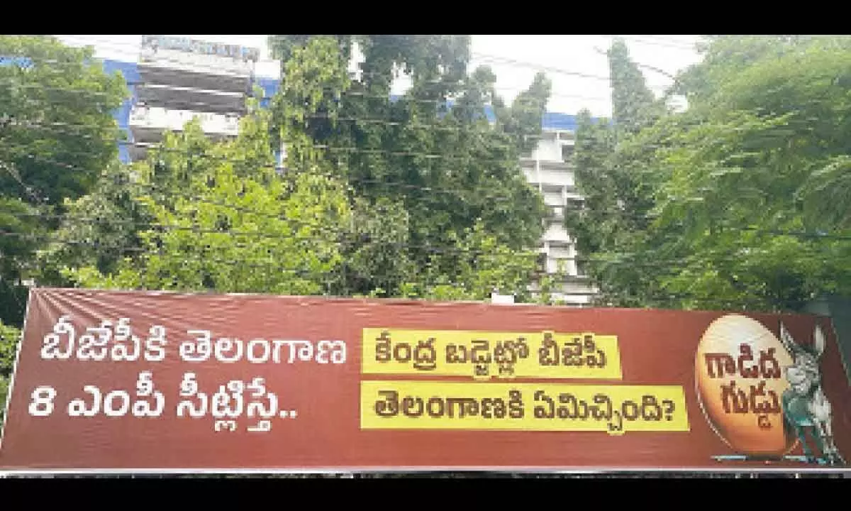 Union Budget: TPCC sets up ‘gadida guddu’ flex banners