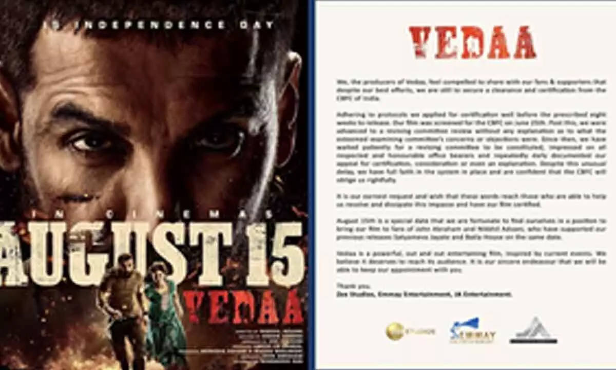 Producer Nikkhil Advani alleges delay by CBFC in giving clearance to ‘Vedaa’