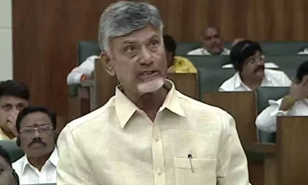 Chief Minister Nara Chandrababu Naidu presenting white paper on law and order in Assembly on Thursday