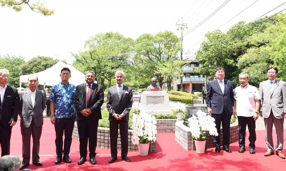 EAM Jaishankar unveils Mahatma Gandhis bust in Tokyo