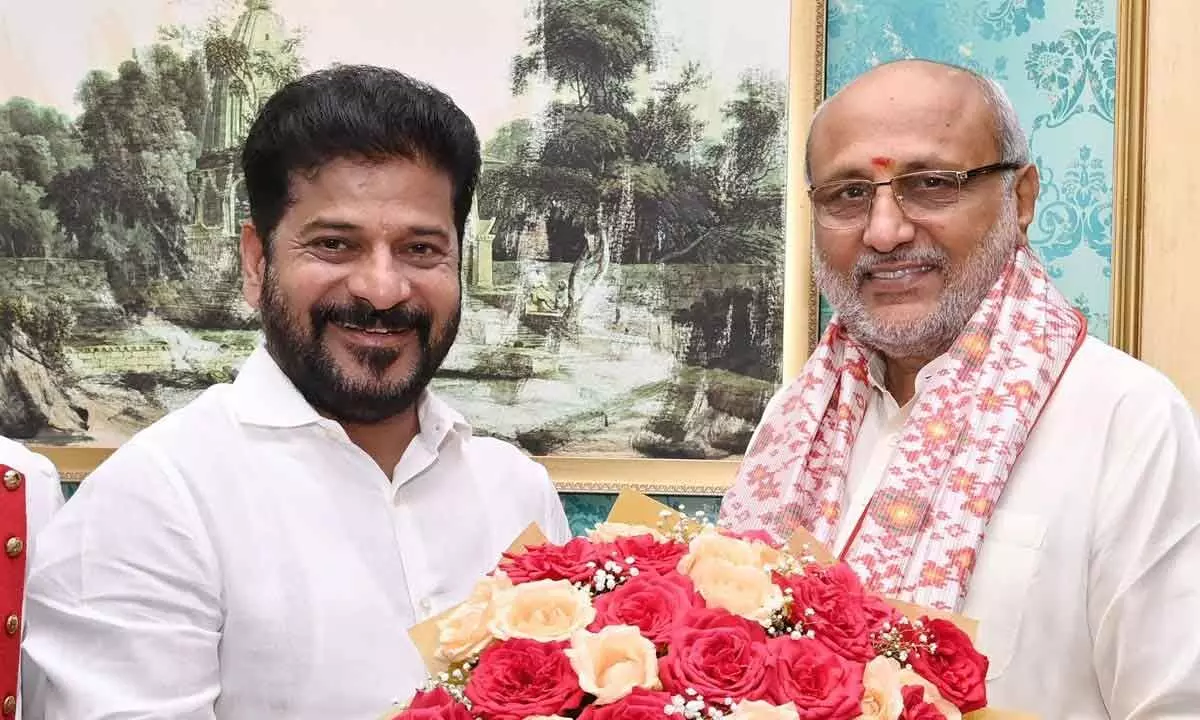 Telangana CM Revanth Reddy Meets Governor CP Radhakrishnan Ahead of Transfer