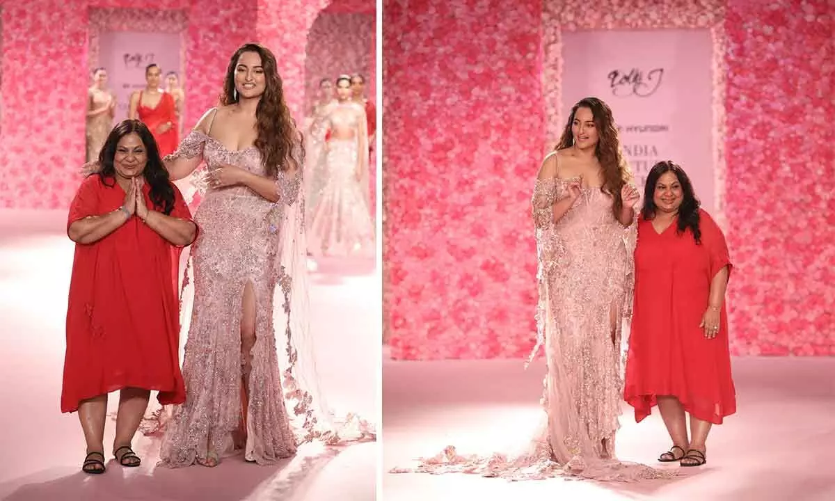 Sonakshi Sinha Mesmerises as Showstopper in Dolly J’s ‘La Vie En Rose’ Collection at Hyundai India Couture Week 2024