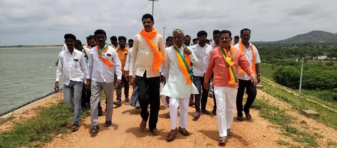 BJP Leaders Inspects Ryalampad Reservoir, Demands to completion of pending works