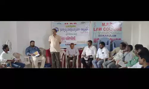PPAV State leader J Srinivasa Rao speaking on the RTI Act at a workshop in Srikakulam