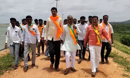 BJP Leaders Inspects Ryalampad Reservoir, Demands to completion of pending works