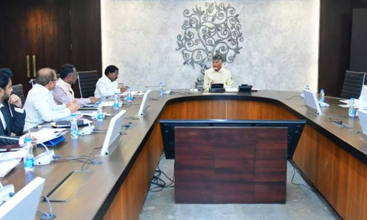 Chief Minister N Chandrababu Naidu holds a review on tribal welfare department at the Secretariat on Tuesday