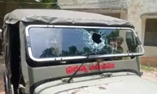 The damaged vehicle of the forest department