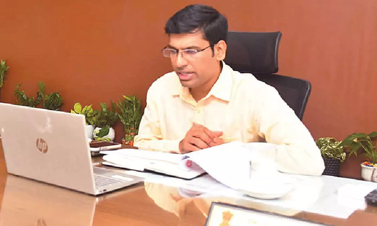 District Collector Dr S Venkateswar reviewing the Pink Bus initiative at a virtual meeting in Tirupati on Tuesday