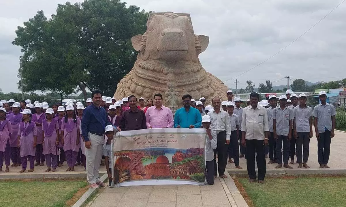 Participants at the ‘Heritage Walk’ in Lepakshi