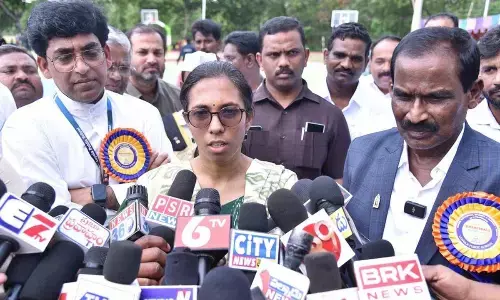 District collector S Nagalakshmi addressing media in Guntur  on Tuesday