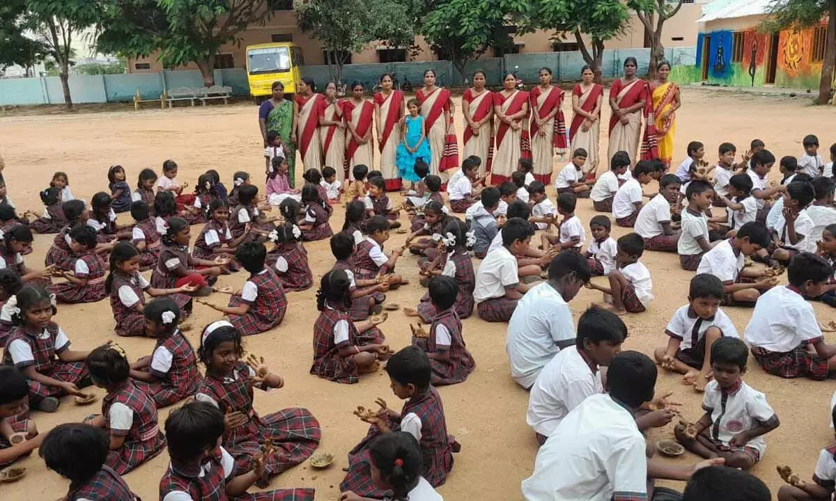 End of Ashadha masam: Children Participated in Mehendi Celebrations