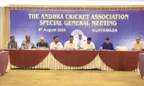 MP Kesineni Sivanath and others at the ACA general body meeting in Vijayawada on Sunday