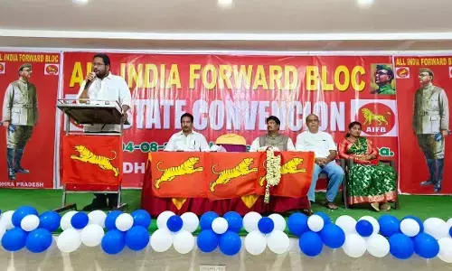 All India Forward Bloc Party national general secretary  Devarajan speaking at a meeting in Kadapa on Sunday